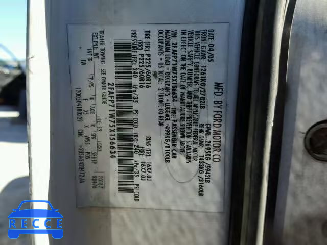 2006 FORD CROWN VIC 2FAFP71W16X135439 Bild 9