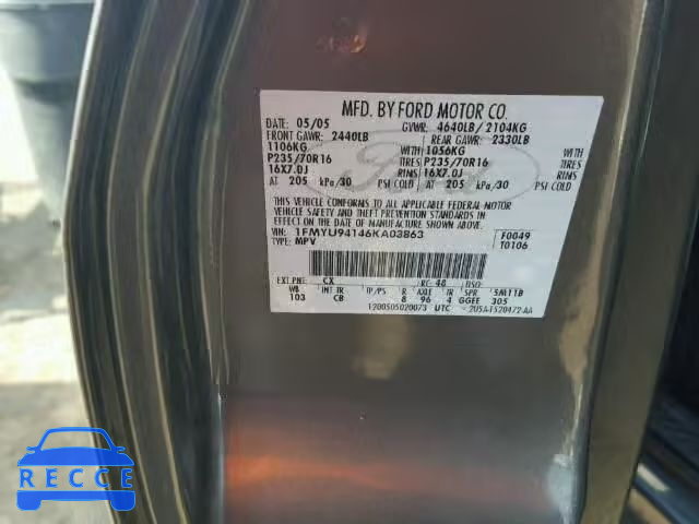 2006 FORD ESCAPE LIM 1FMYU94146KA03863 image 9