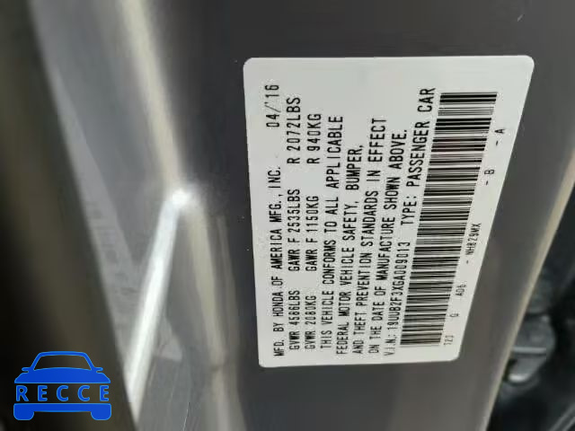 2016 ACURA TLX 19UUB2F3XGA009013 Bild 9