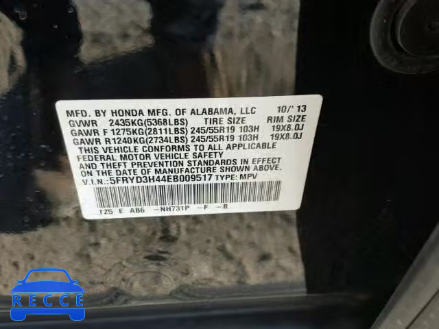 2014 ACURA MDX TECH 5FRYD3H44EB009517 image 9