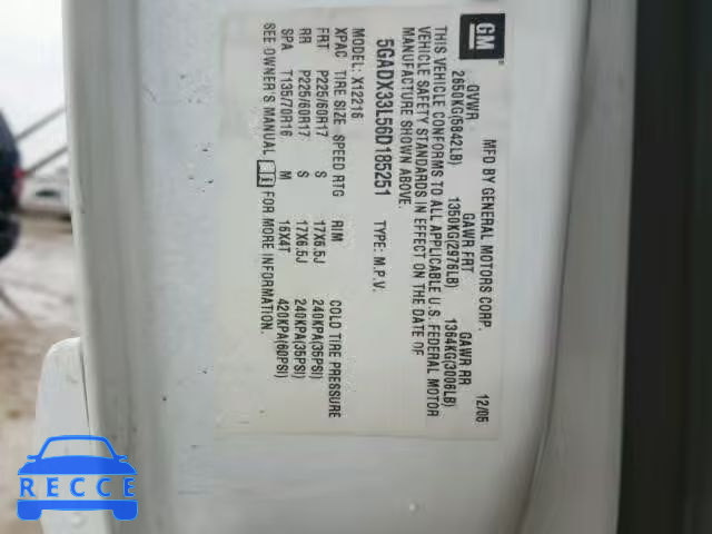 2006 BUICK TERRAZA CX 5GADX33L56D185251 image 9