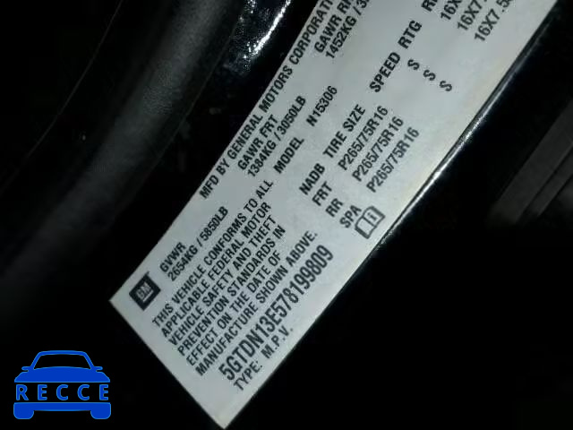 2007 HUMMER H3 SUV 5GTDN13E578199809 image 9