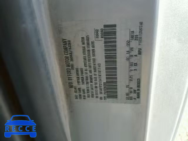 2001 FORD FOCUS ZX3 3FAFP31341R181143 image 9
