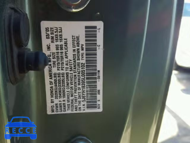 2005 HONDA ELEMENT LX 5J6YH18395L005102 image 9