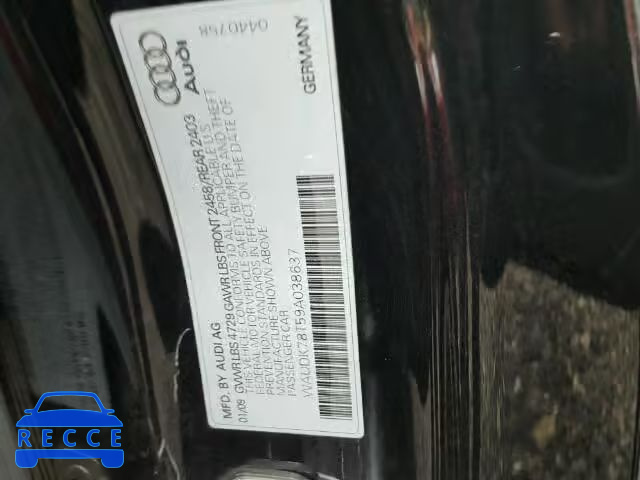 2009 AUDI A5 QUATTRO WAUDK78T59A038637 зображення 9