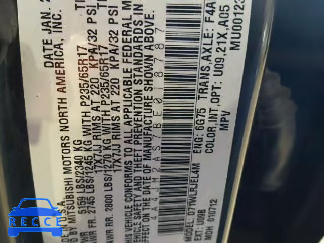 2011 MITSUBISHI ENDEAVOR L 4A4JM2AS7BE018787 image 9