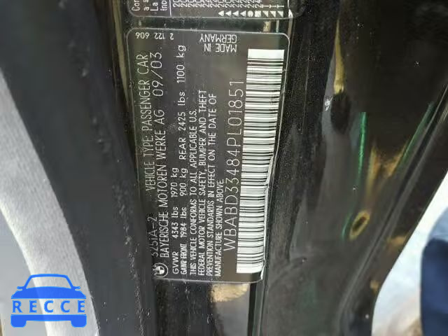 2004 BMW 325CI WBABD33484PL01851 image 9