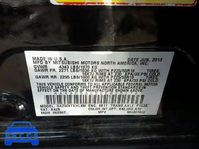 2013 MITSUBISHI OUTLANDER 4A4AP5AU5DE025170 image 9