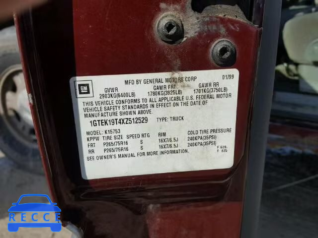 1999 GMC SIERRA K15 1GTEK19T4XZ512529 image 9