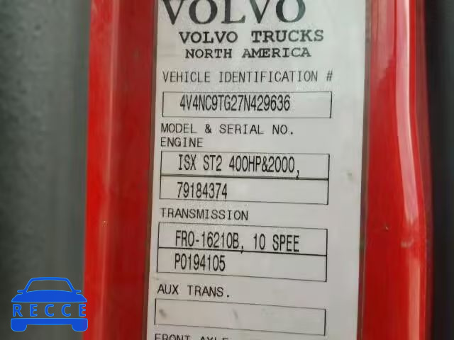 2007 VOLVO VNL 4V4NC9TG27N429636 зображення 9