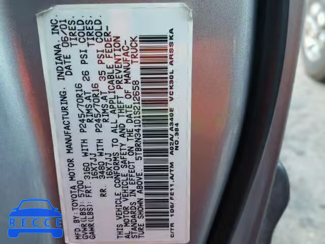 2001 TOYOTA TUNDRA ACC 5TBRN34101S212658 image 9