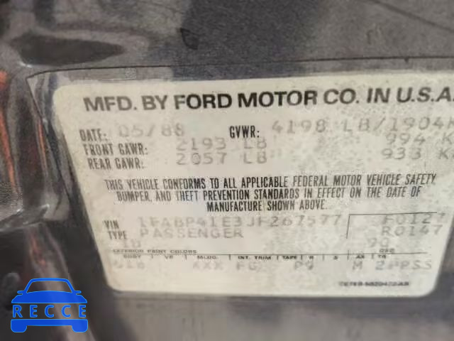 1988 FORD MUSTANG LX 1FABP41E3JF267577 image 9