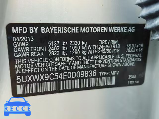 2014 BMW X3 XDRIVE2 5UXWX9C54E0D09836 image 9