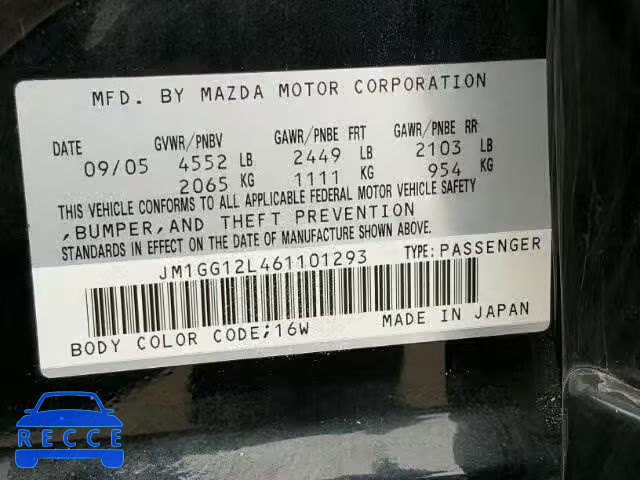 2006 MAZDA MAZDASPEED JM1GG12L461101293 image 9