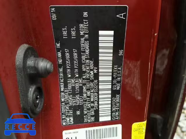 2015 TOYOTA SIENNA LE 5TDKK3DC0FS532136 image 9