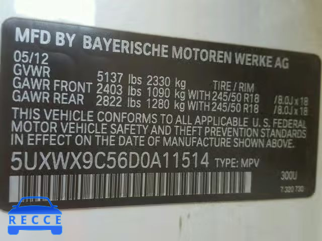 2013 BMW X3 XDRIVE2 5UXWX9C56D0A11514 зображення 9