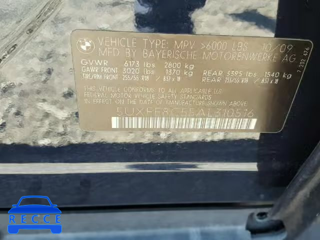 2010 BMW X5 XDRIVE4 5UXFE8C55AL310516 image 9