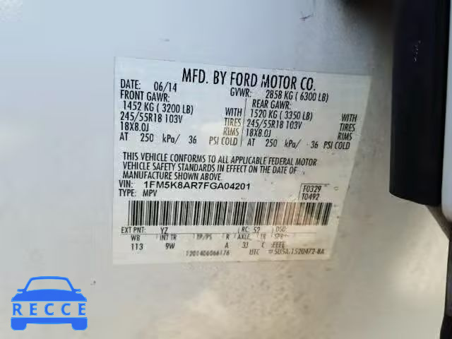 2015 FORD EXPLORER P 1FM5K8AR7FGA04201 image 9