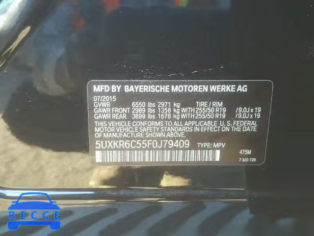 2015 BMW X5 XDRIVE5 5UXKR6C55F0J79409 image 9