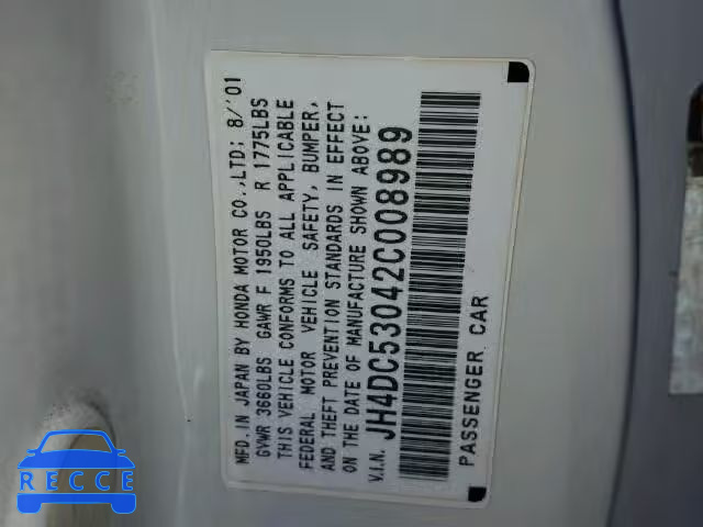 2002 ACURA RSX TYPE-S JH4DC53042C008989 image 9