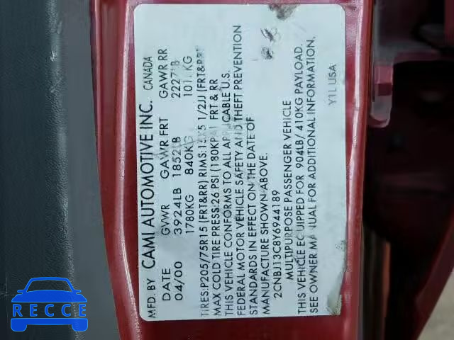 2000 CHEVROLET TRACKER 2CNBJ13C8Y6944189 image 9