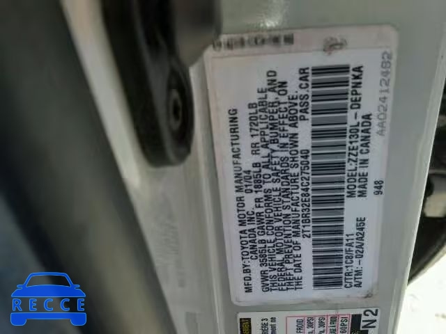 2004 TOYOTA COROLLA 2T1BR32E84C275040 image 9