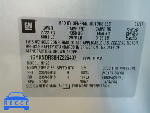 2017 CADILLAC XT5 LUXURY 1GYKNDRS8HZ225497 image 9