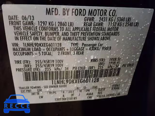 2014 LINCOLN MKS 1LNHL9DKXEG601128 image 9