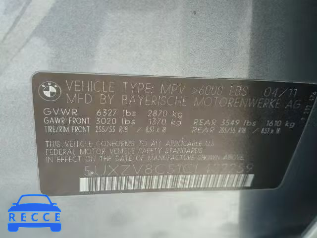 2012 BMW X5 XDRIVE5 5UXZV8C51CL422259 image 9