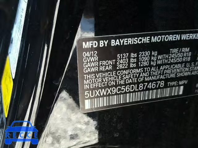 2013 BMW X3 XDRIVE2 5UXWX9C56DL874678 зображення 9