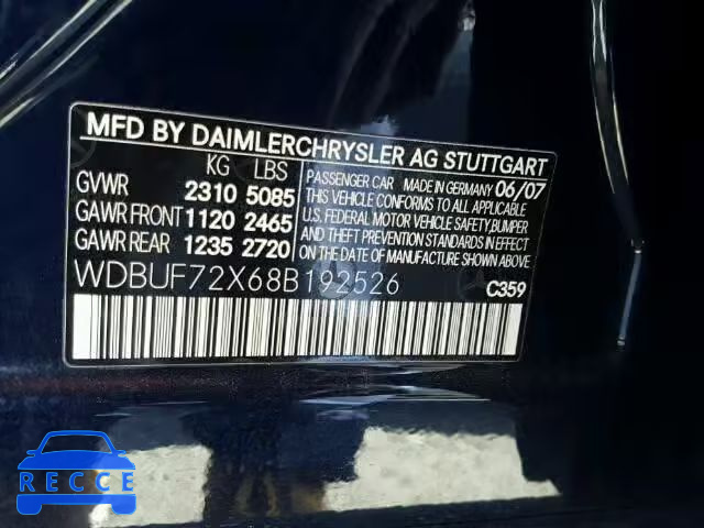 2008 MERCEDES-BENZ E550 WDBUF72X68B192526 image 9