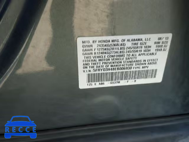 2014 ACURA MDX TECH 5FRYD3H48EB006930 Bild 9