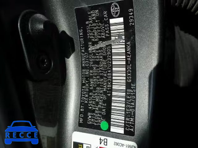 2007 TOYOTA AVALON 4T1BK36B47U232905 image 9