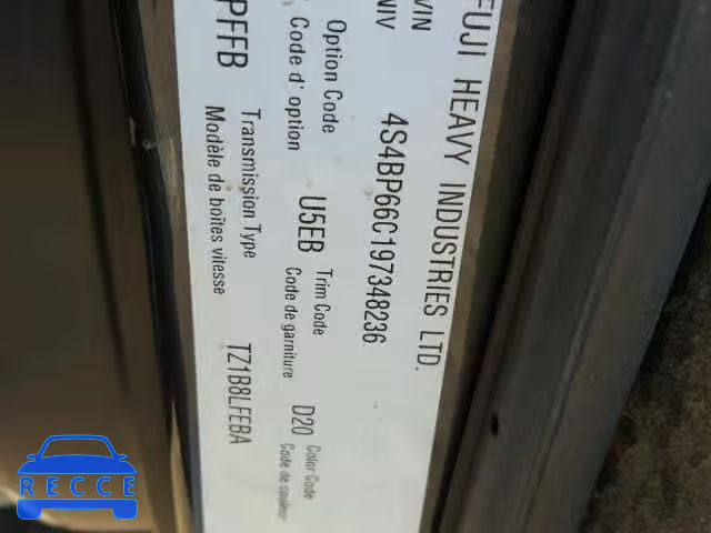2009 SUBARU OUTBACK 2. 4S4BP66C197348236 image 9