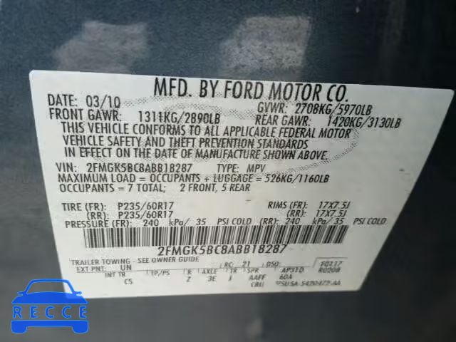 2010 FORD FLEX SE 2FMGK5BC8ABB18287 image 9