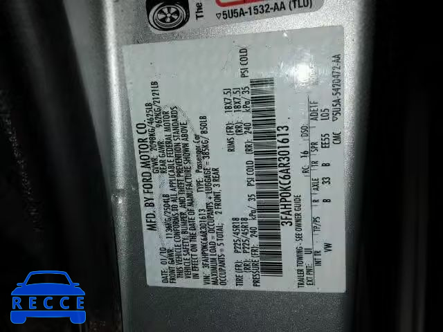 2010 FORD FUSION SPO 3FAHP0KC6AR301613 image 9