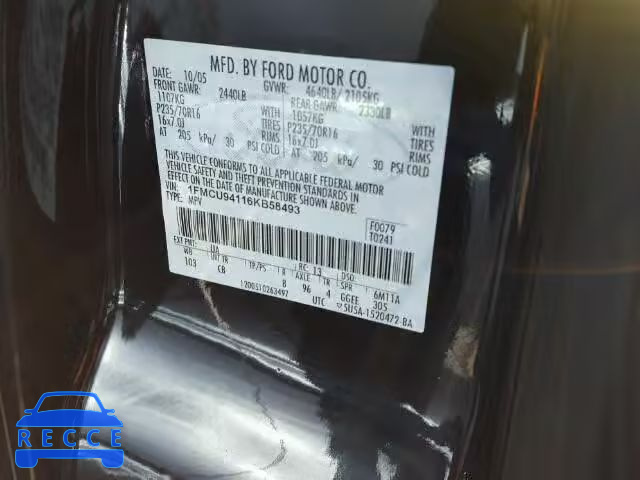 2006 FORD ESCAPE LIM 1FMCU94116KB58493 image 9