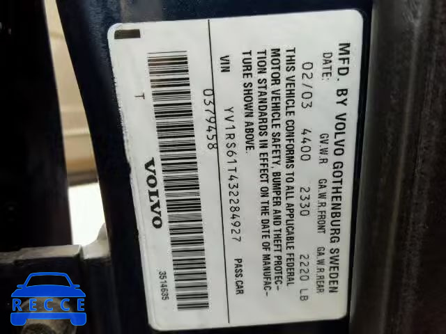 2003 VOLVO S60 YV1RS61T432284927 image 9