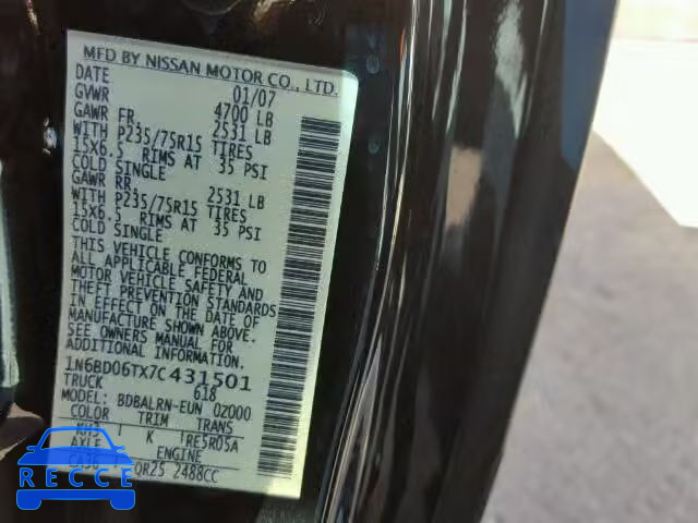 2007 NISSAN FRONTIER X 1N6BD06TX7C431501 зображення 9