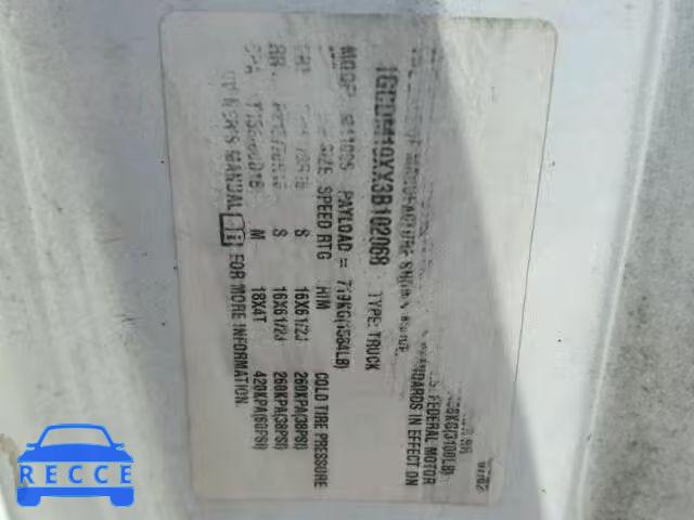 2003 CHEVROLET ASTRO VAN 1GCDM19XX3B102068 image 9