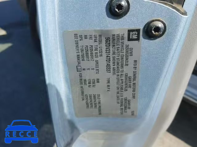 2007 SATURN RELAY 3 5GZDV23147D149337 Bild 9