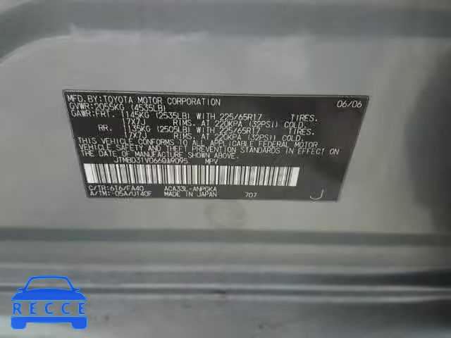 2006 TOYOTA RAV4 LTD JTMBD31V066019095 image 9