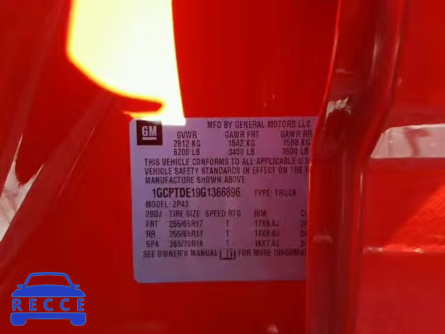2016 CHEVROLET COLORADO Z 1GCPTDE19G1366896 зображення 9