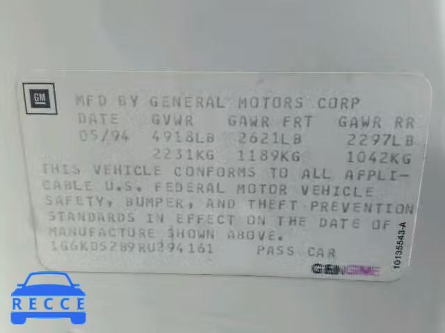 1994 CADILLAC DEVILLE 1G6KD52B9RU294161 image 9