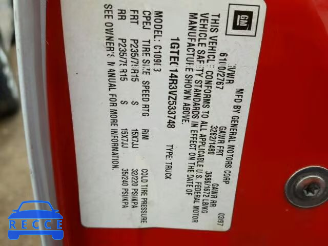1997 GMC SIERRA C15 1GTEC14R3VZ533748 image 9
