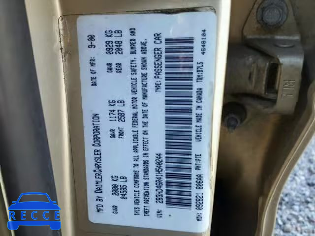 2001 DODGE INTREPID S 2B3HD46R41H540244 image 9