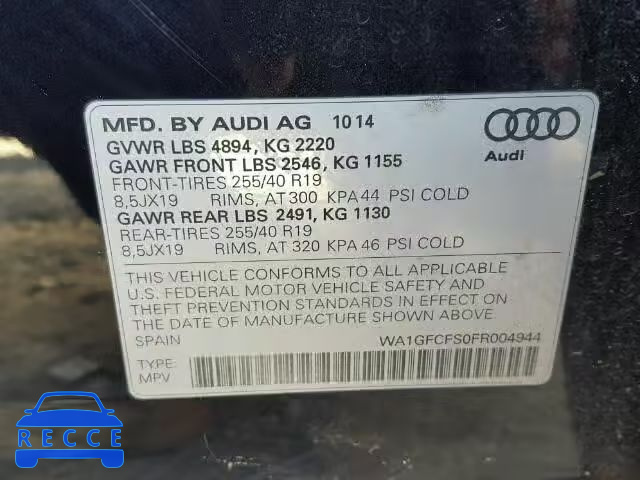 2015 AUDI Q3 2.0T PR WA1GFCFS0FR004944 image 9