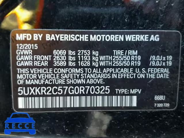 2016 BMW X5 SDRIVE3 5UXKR2C57G0R70325 зображення 9