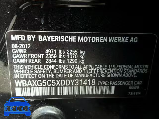2013 BMW 528I WBAXG5C5XDDY31418 зображення 9