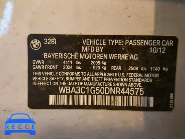 2013 BMW 328I SULEV WBA3C1G50DNR44575 image 9